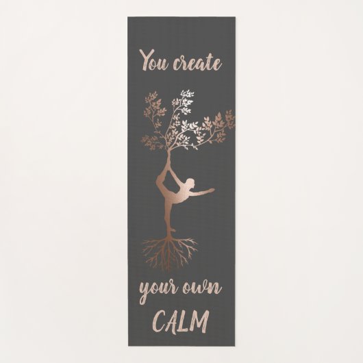 バラ金ゴールドツリーシルエット自分で落ち着きを作る ヨガマット (正面)