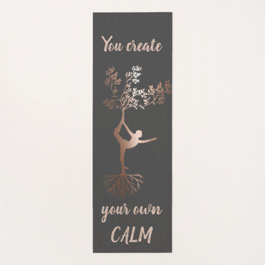 バラ金ゴールドツリーシルエット自分で落ち着きを作る ヨガマット (裏面)