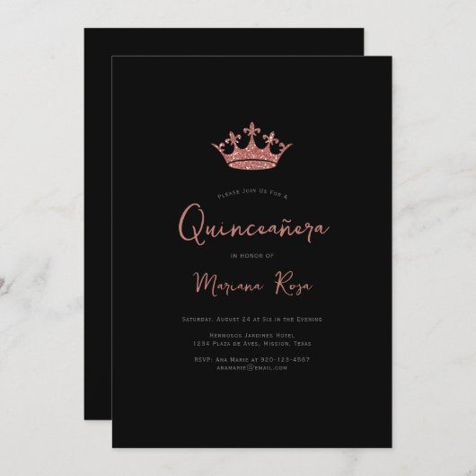 バラ金ゴールドティアラキンセアニェラバースデーパーティー 招待状 (正面/裏面)