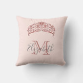 バラ金ゴールドティアラクラウンピンクモノグラム名 クッション (裏面)