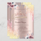 バラ金ゴールドティアラフラワーズキンセアニラ 招待状 (正面/裏面)