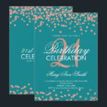 バラ金ゴールドティール（緑がかった色）グリッター紙吹雪21st誕生日 招待状<br><div class="desc">21歳エレガントの誕生日バラ金ゴールドフェイクグリッター紙吹雪ティール（緑がかった色）招待テンプレート。21素晴らし歳の誕生日パーティーなどへ！</div>