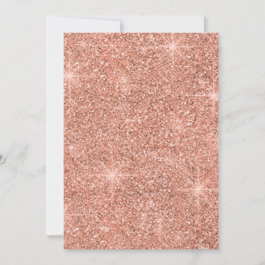 バラ金ゴールドティール(緑がかった色)グリッター&リボンウィンタースウィート16 招待状 (裏面)