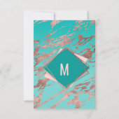 バラ金ゴールドティール(緑がかった色)グリーンマーブルダイアモンドありがとう サンキューカード (裏面)