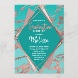 バラ金ゴールドティール（緑がかった色）グリーンマーブルダイヤモンド卒業 招待状