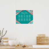 バラ金ゴールドティール（緑がかった色）グリーンマーブルダイヤモンド座席表 ポスター (キッチン)