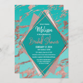 バラ金ゴールドティール(緑がかった色)グリーンマーブルブライダルシャワー 招待状 (正面/裏面)