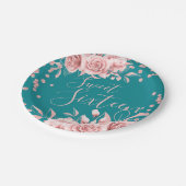 バラ金ゴールドティール(緑がかった色)スウィート16グリッター紙吹雪フローラ ペーパープレート (アングル)