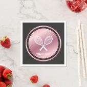 バラ金ゴールドテニスラケットガールズスポーツカスタム文字 スタンダードカクテルナプキン (インサイチュ)