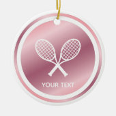 バラ金ゴールドテニスラケットガールズスポーツカスタム文字 セラミックオーナメント (正面)