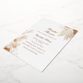 バラ金ゴールドテラコッタパンパスグラスブライダルシャワー 箔招待状 (回転した状態)