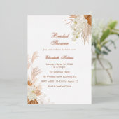 バラ金ゴールドテラコッタパンパスグラスブライダルシャワー 箔招待状 (立ち正面)