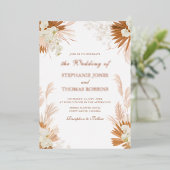 バラ金ゴールドテラコッタパンパスグラス結婚オーキッド 箔招待状 (立ち正面)