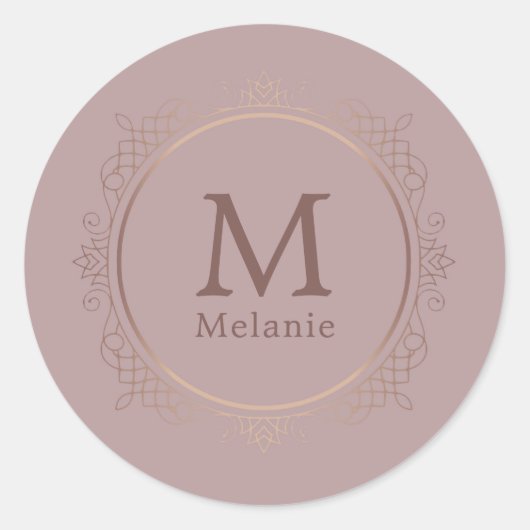 バラ金ゴールドテンプレートトレンディーモノグラムエレガント ラウンドシール (正面)