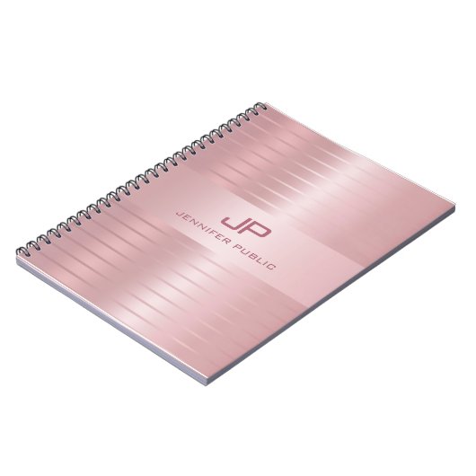 バラ金ゴールドテンプレートモノグラムエレガントトレンディーモダン ノートブック (左側)