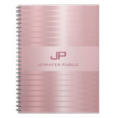 バラ金ゴールドテンプレートモノグラムエレガントトレンディーモダン ノートブック (正面)