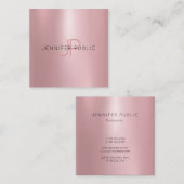 バラ金ゴールドテンプレートモノグラムモダントレンディーエレガント スクエア名刺 (正面/裏面)