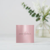 バラ金ゴールドテンプレートモノグラムモダントレンディーエレガント スクエア名刺 (スタンド正面)