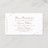 バラ金ゴールドデコール宝石とロゴ付きプレーンホワイト 名刺 (裏面)