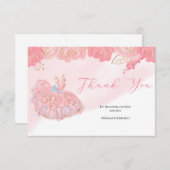 バラ金ゴールドトゥトゥバレリナピンクフローラ感謝していユー エンクロージャーカード (正面/裏面)