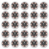 バラ金ゴールドトランプのポーカーチップカジノウェディングパーティー3cm シール (正面)