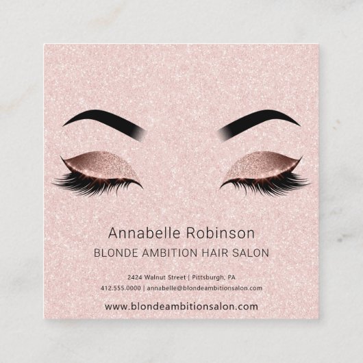 バラ金ゴールドトレンディーメイクアップアーティスト顔 スクエア名刺 (裏面)