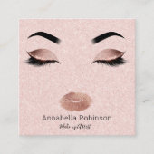 バラ金ゴールドトレンディーメイクアップアーティスト顔 スクエア名刺 (正面)