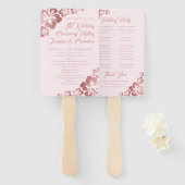 バラ金ゴールドトロピカルハイビスカスフラワー結婚式 プログラム ハンドファン (正面&裏面)