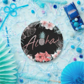 バラ金ゴールドトロピカルパイナップル植物性アロハルアウ（ハワイ式宴会） ペーパープレート (パーティー)