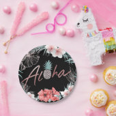 バラ金ゴールドトロピカルパイナップル植物性アロハルアウ（ハワイ式宴会） ペーパープレート (パーティー)