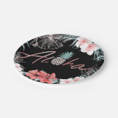 バラ金ゴールドトロピカルパイナップル植物性アロハルアウ（ハワイ式宴会） ペーパープレート (アングル)