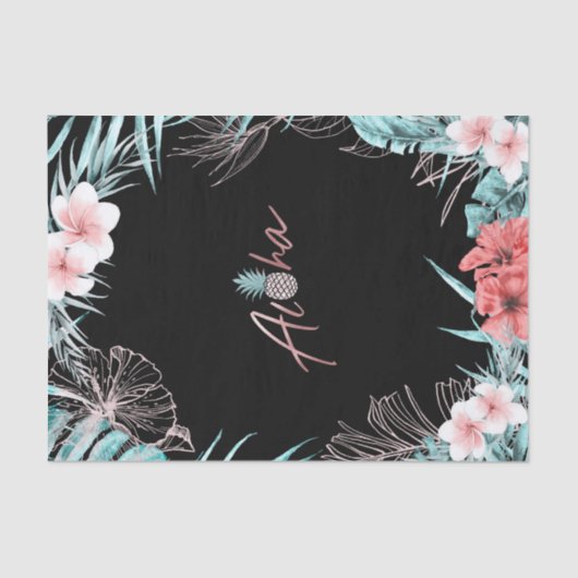 バラ金ゴールドトロピカルパイナップル植物性アロハルアウ（ハワイ式宴会） 薄葉紙 (正面)