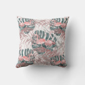 バラ金ゴールドトロピカルフラミンゴ葉ス&マーブル クッション (裏面)