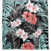 バラ金ゴールドトロピカルボタニカルアイランドパラダイスシック シャワーカーテン (正面)