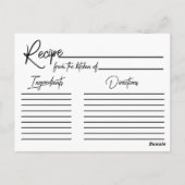 バラ金ゴールドトロピカルリーフブライダルシャワーレシピカード ポストカード (裏面)