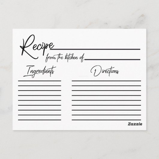 バラ金ゴールドトロピカルリーフブライダルシャワーレシピカード ポストカード (裏面)