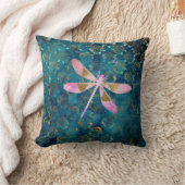 バラ金ゴールドトンフライオンターコイズフローラ背景 クッション (ブランケット)