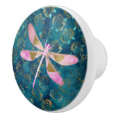 バラ金ゴールドトンフライオンターコイズフローラ背景 セラミックノブ (右)