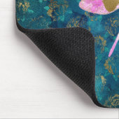 バラ金ゴールドトンフライオンターコイズフローラ背景 マウスパッド (コーナー)