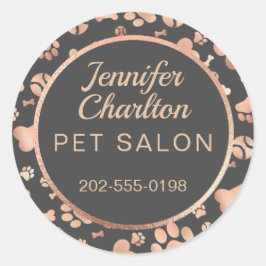 バラ金ゴールドドッグウォーカーペットサロンポープリント ラウンドシール