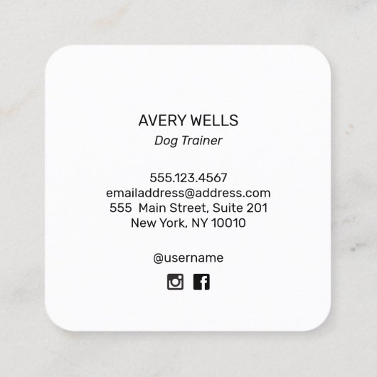 バラ金ゴールドドッグトレーナートレーニング名刺 スクエア名刺 (裏面)