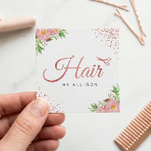 バラ金ゴールドドットはさみフローラ美容師 スクエア名刺