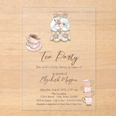 バラ金ゴールドドット茶パーティー赤ちゃんシャワー アクリル招待状 (正面)