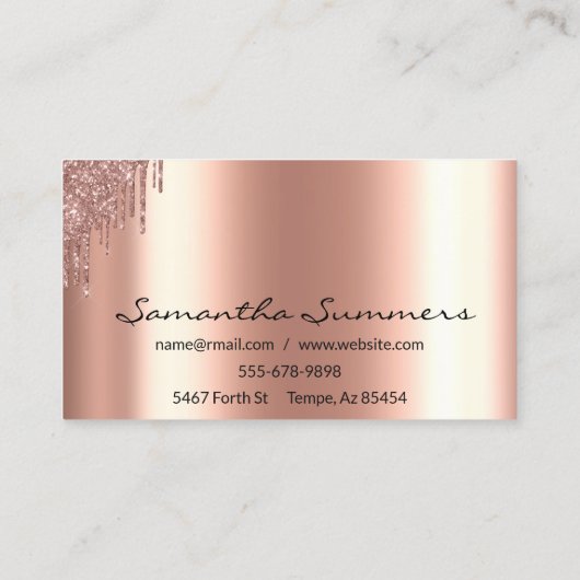 バラ金ゴールドドライエレガントプ金カスタマイズグリッター 名刺 (裏面)