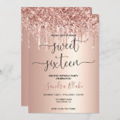 バラ金ゴールドドライガーリーブモダンバイスウィート16 招待状 (正面/裏面)