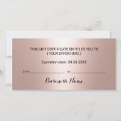 バラ金ゴールドドライブサロンスパギフト券 (裏面)