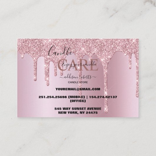バラ金ゴールドドリッピンググリッターキャンドルビ気にスビジネスCa 名刺 (裏面)