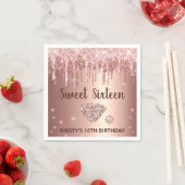 バラ金ゴールドドリッピンググリッター&ダイヤモンドスイート16 スタンダードカクテルナプキン (インサイチュ)