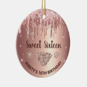 バラ金ゴールドドリッピンググリッター&ダイヤモンドスイート16 セラミックオーナメント (右)