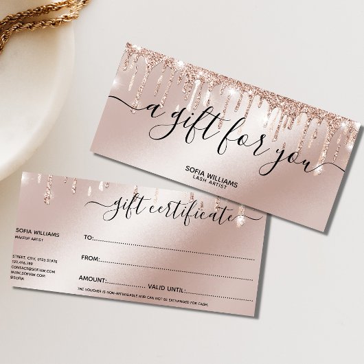 バラ金ゴールドドリップギフト証明書ギフトカード追加ロゴ